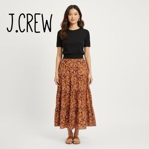 🔥J. CREW- BOHO Three Tiered Full Maxi Skirt, NWOT